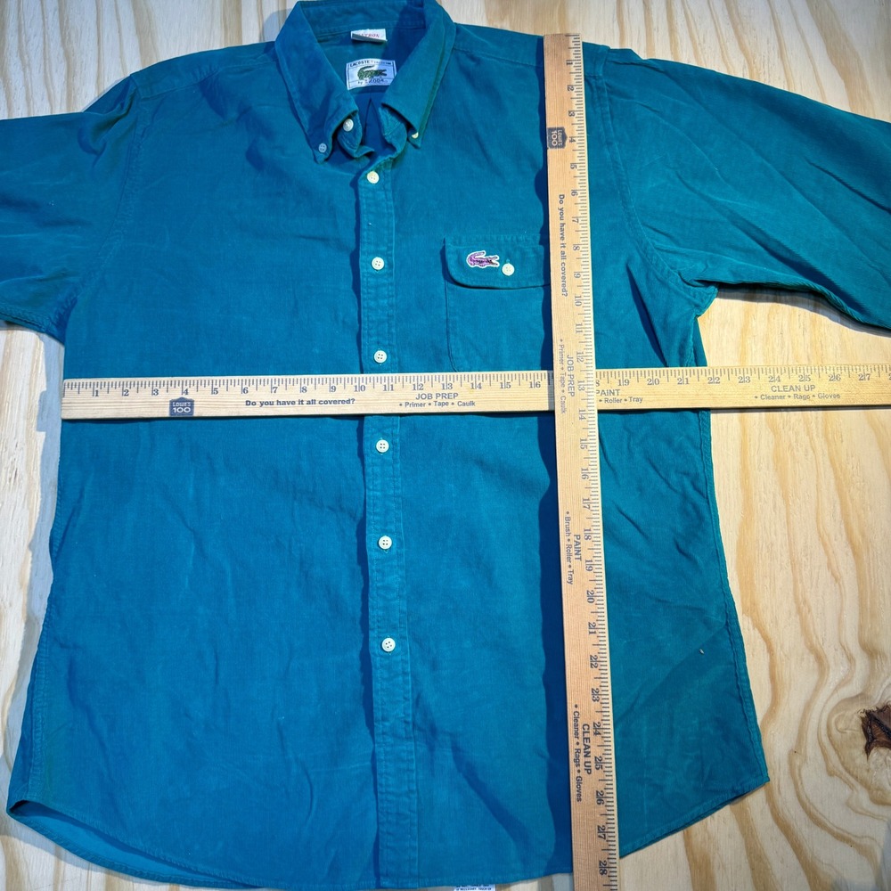 Lacoste by izod Men's Patron Vintage Teal Blue Corduroy Button Down Shirt Size L - Picture 4 of 5